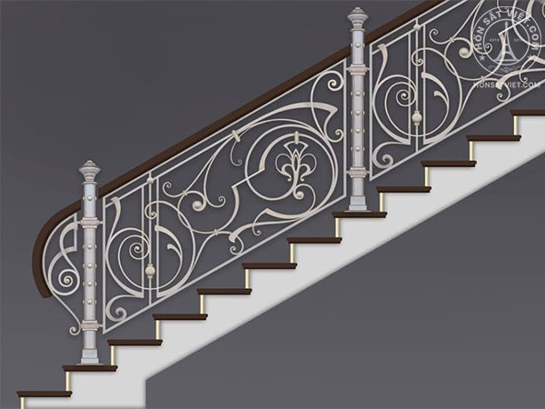 Mẫu lan can cầu thang sắt nghệ thuật vẽ 3D Mẫu lan can cầu thang sắt nghệ thuật vẽ 3D