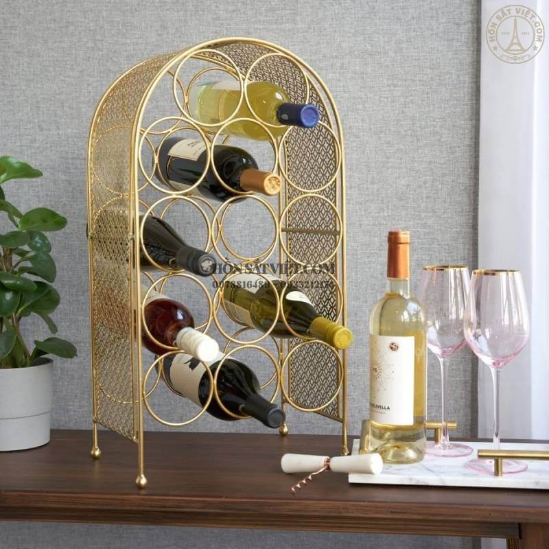 Kệ rượu vang để bàn bằng sắt, kích thước nhỏ gọn, tiện dụng Kệ rượu vang để bàn bằng sắt, kích thước nhỏ gọn, tiện dụng