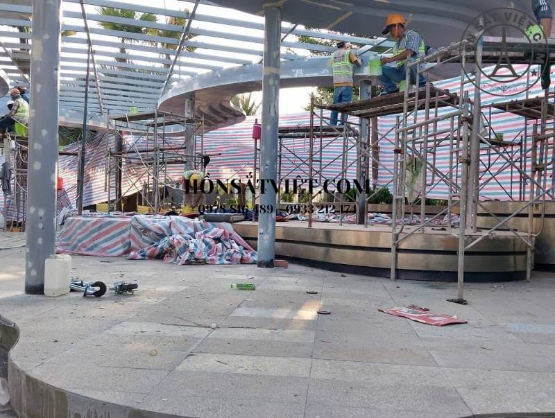 Cận cảnh chi tiết mái vòm được hoàn thiện tại công viên Phước Thiện