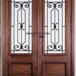 Cửa Sắt 2 Cánh TD2116 Giả Gỗ Hiện Đại