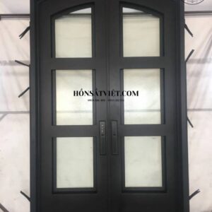 Cửa Sắt 2 Cánh TD2121 Đơn Giản Kết Hợp Kính