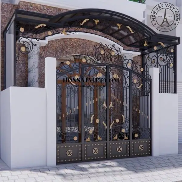 Cổng Nhà Hiện Đại MG5348 Hoa Văn Có Mái Che Nghệ Thuật Cổng Nhà Hiện Đại MG5348 Hoa Văn Có Mái Che Nghệ Thuật