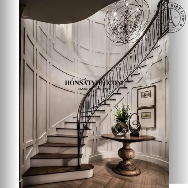 Lan Can Cầu Thang Sắt HR1418 Elip Đẹp Lan Can Cầu Thang Sắt HR1418 Elip Đẹp