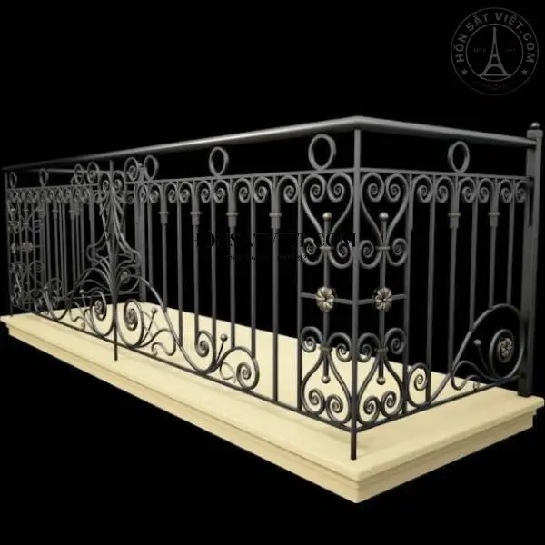 Lan Can Sắt Mỹ Thuật Ban Công AWR5317 Sơn Đen Kết Hợp Hoàn Hảo Lan Can Sắt Mỹ Thuật Ban Công AWR5317 Sơn Đen Kết Hợp Hoàn Hảo