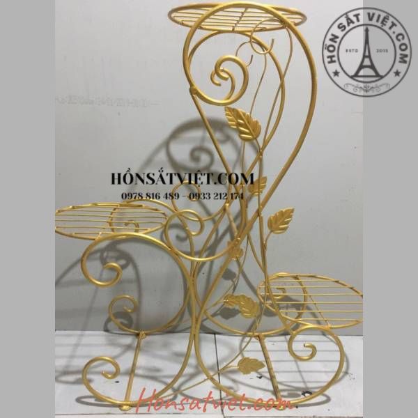 Kệ để hoa bằng sắt KS034 màu đồng trang trí đẹp mắt Kệ để hoa bằng sắt KS034 màu đồng trang trí đẹp mắt